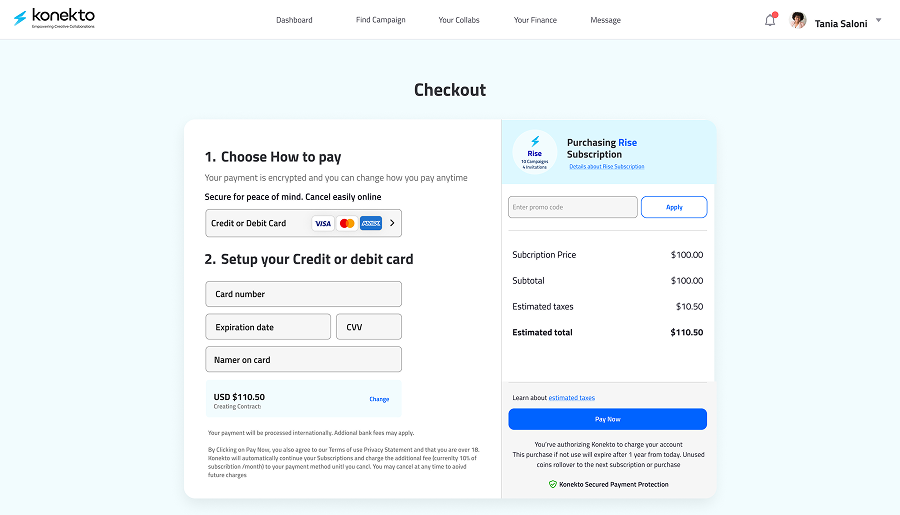 Konekto Stripe payments